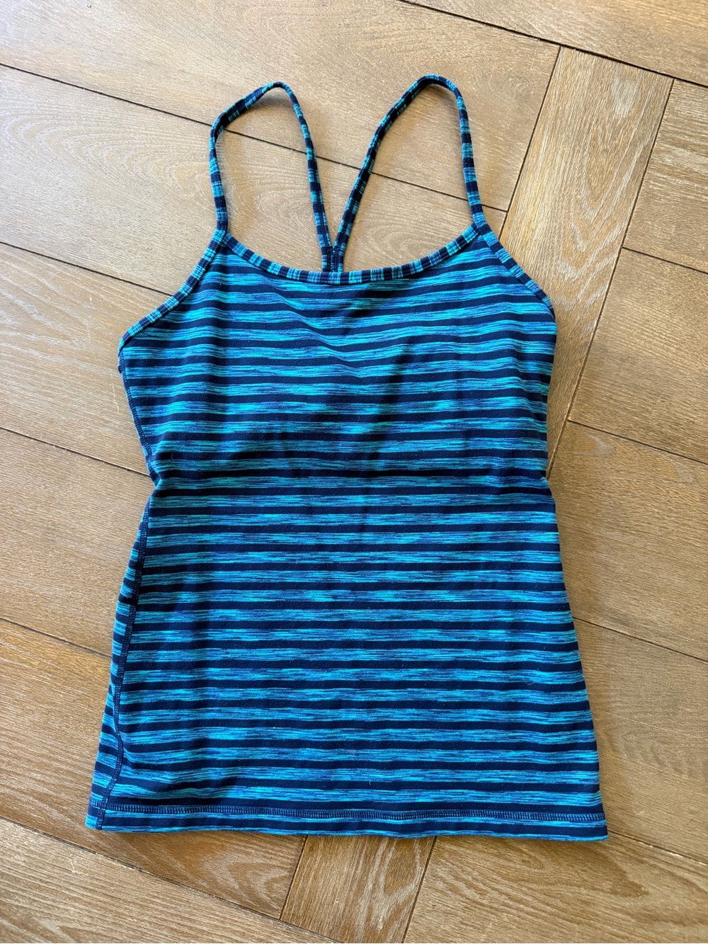 lululemon athletica Teal and Black Striped Tank Top